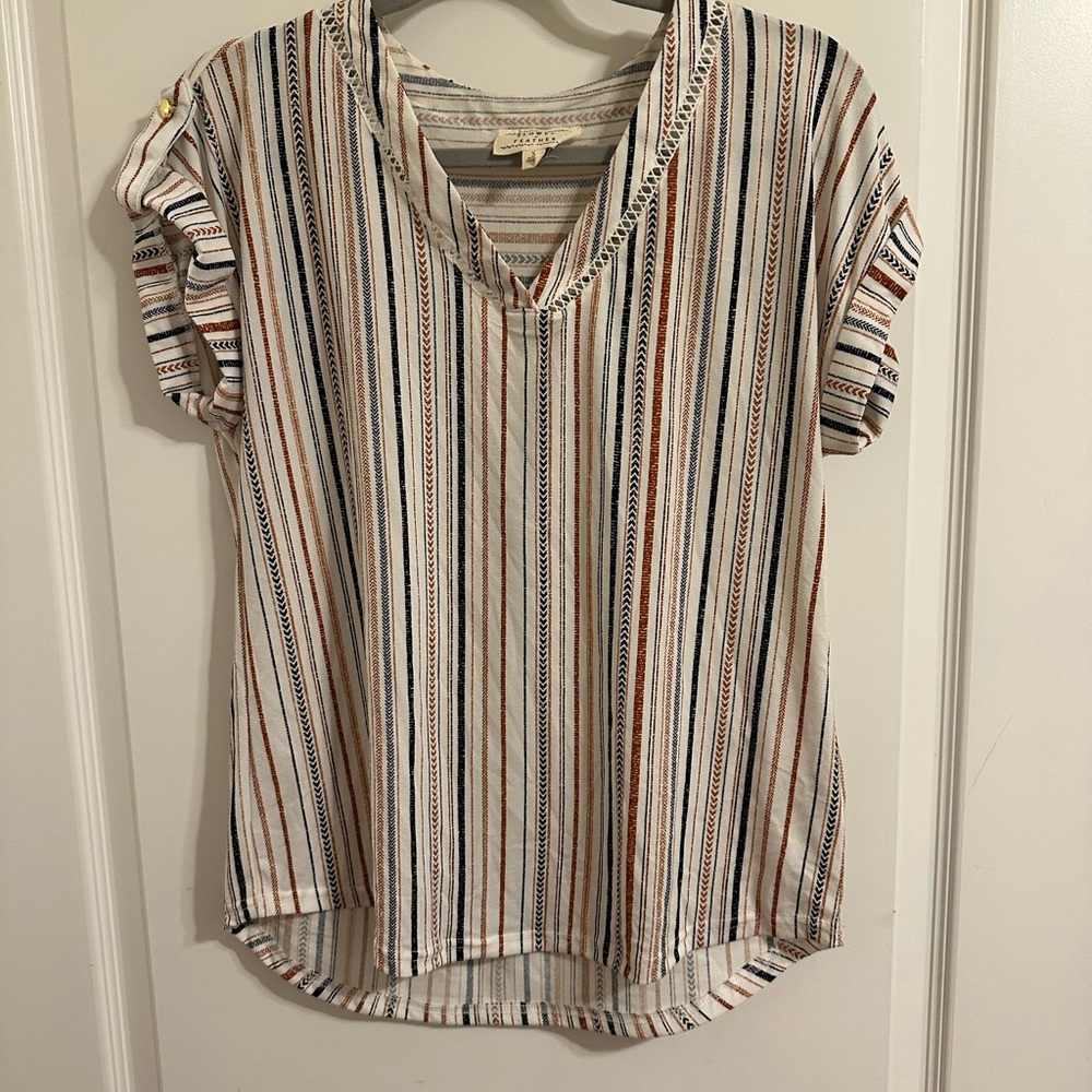 Striped V-Neck Short Sleeve Top